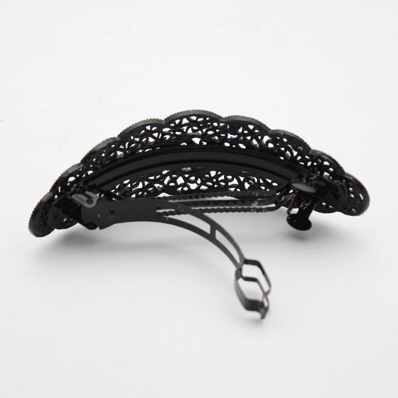 Vintage Metal Antique Black Silver Color Rhinestone French Barrette Big Hollow Diamante Hair Clip for Women Jewelry Accessories Jewelry Accessories Hair Accessory Hair Clip