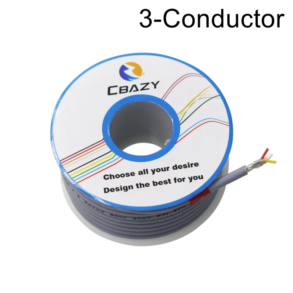 

3C-Grey-8M-UL 2547 28 AWG Multi-core control cable copper wire shielded audio cable headphone cable signal line