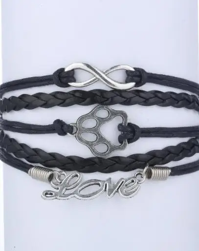 

1pc handmade bracelet Infinity cord Dog Paw Print Bracelet Cat popular Wrap Bracelet - Custom mini order 10$ 4059