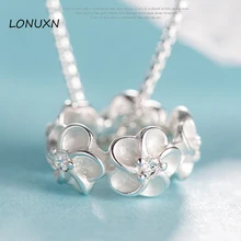 925 Silver Necklace Pendant flowers hollow accessories simple Korean circle High quality female jewelry long chain lovers gift