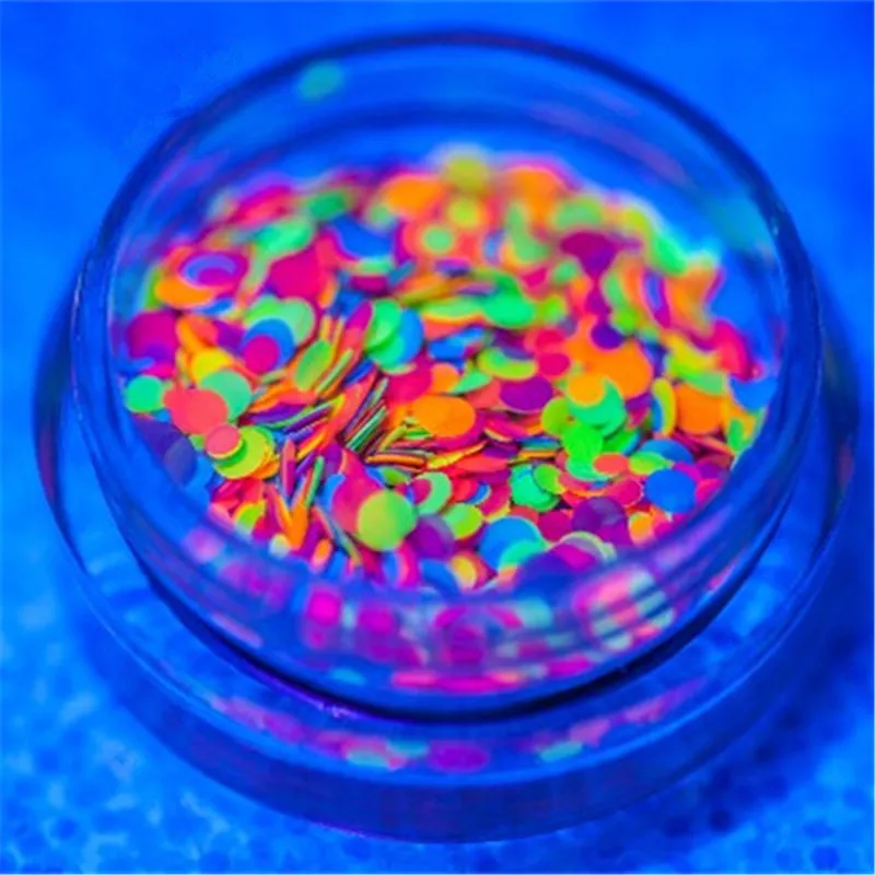 

Newest Fluorescent Luminous Nail Art Sequins Heart Star Round Ultra-thin Nail Glitter Flakes Powder Glow in the Dark