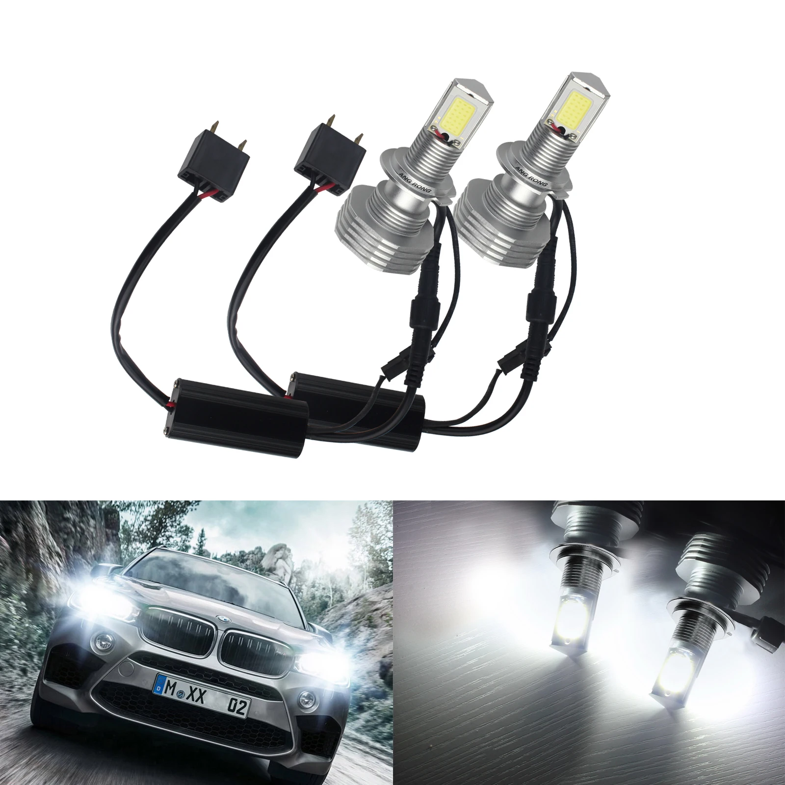 

ANGRONG 2x H7 499 COB LED 60W 3800 Lumens High Power Main HeadLight Fog Light Bulb 6000K White
