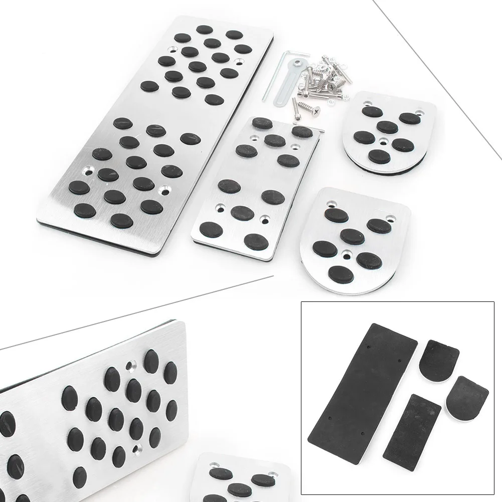 

MT Foot Rest Pedal Pad Cover For Toyota Corolla RAV4 Yaris Silver Aluminum with logo