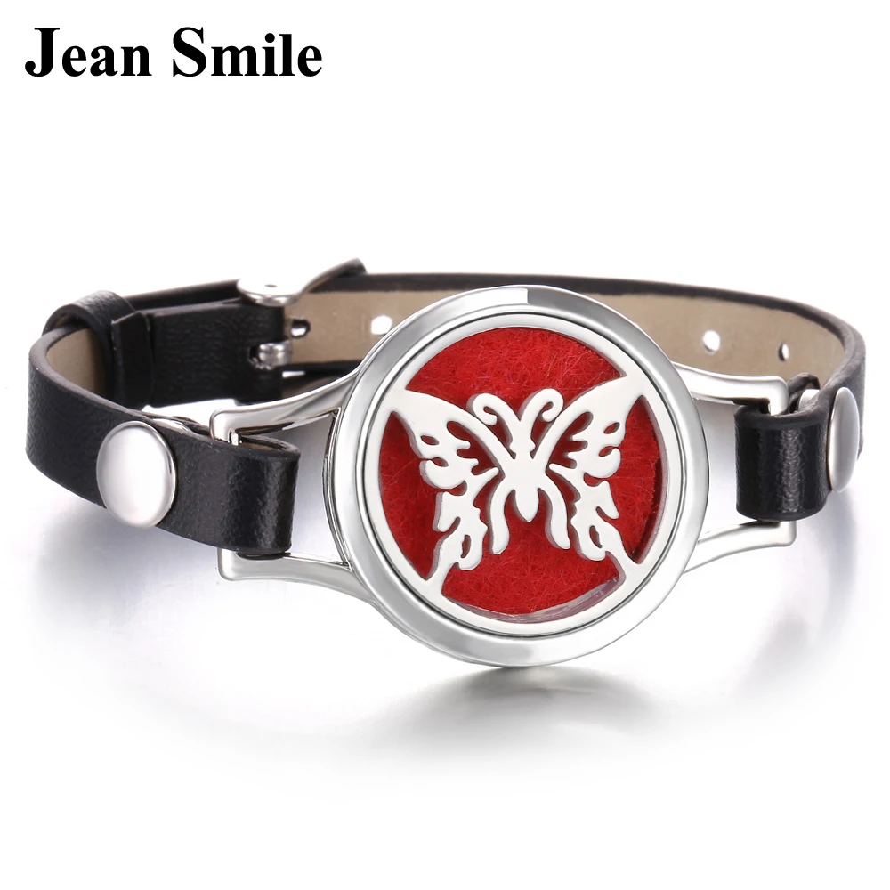 

New Aromatherapy Bracelet Black Leather Stainless Steel Essential Oil Diffuser Locket Bracelet Wristbands Aroma Diffuser Jewelry
