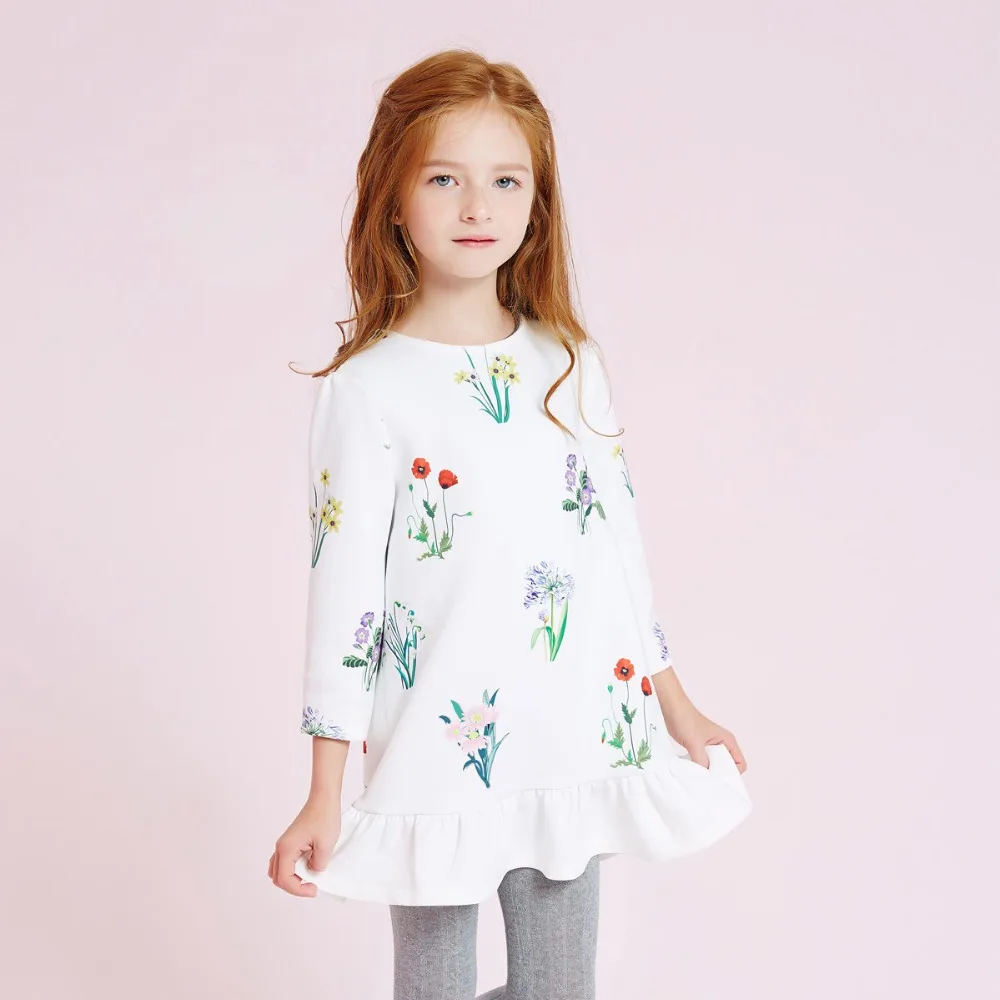 

Girls Dress Kids Costume Summer Clothes Elegant Dress For Girl Long-Sleeves Floral Girls Clothing Chiffon Children Dress 4-11Y