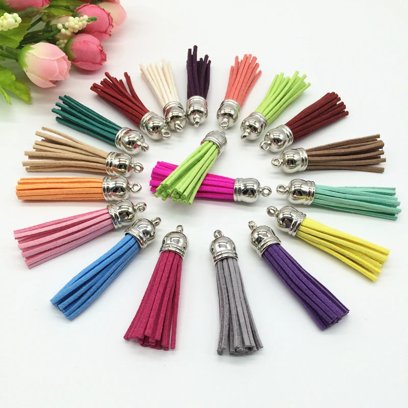 58mm Mix Color Suede Tassel For Keychain Cellphone Straps Jewelry Charms,50pcs Leather Tassels Diy Accessories