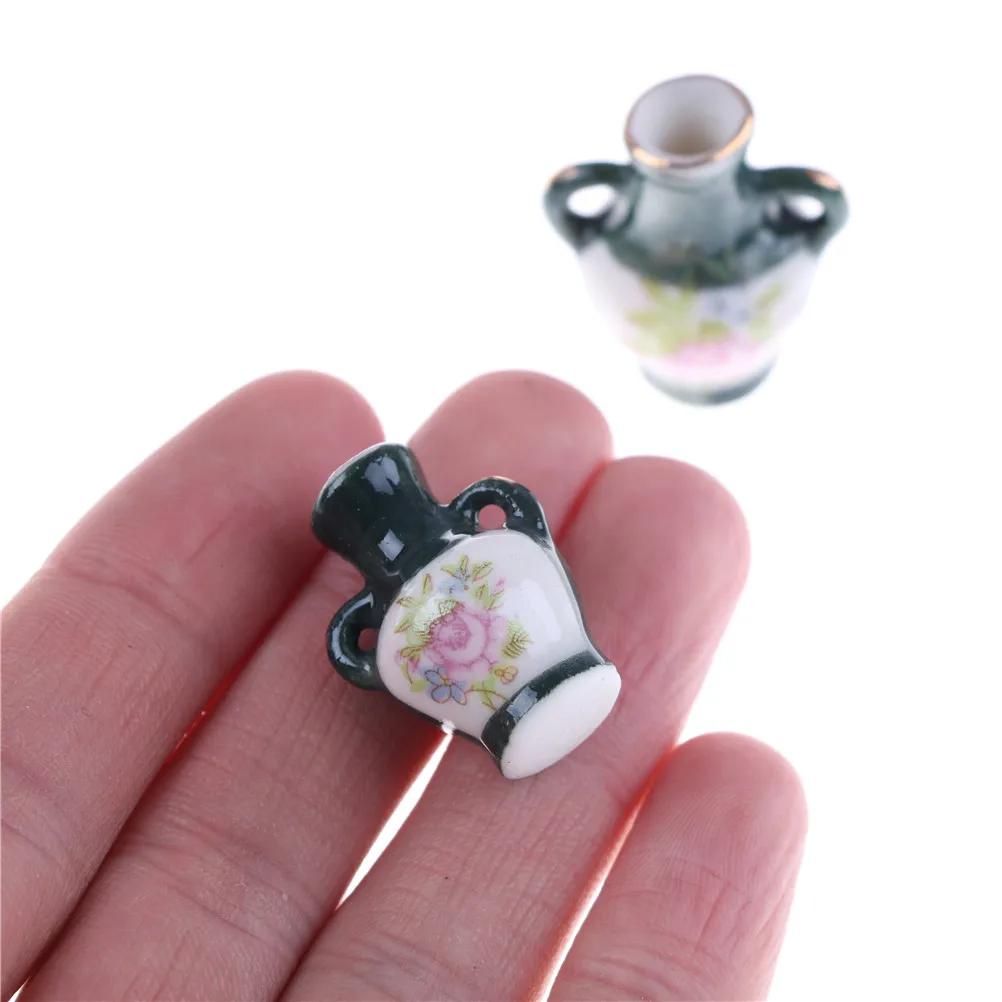 2 قطعة/المجموعة دمية أثاث مصغر محاكاة Rement السيراميك زهرة زهرية بيت الدمية لعب للأطفال الأطفال