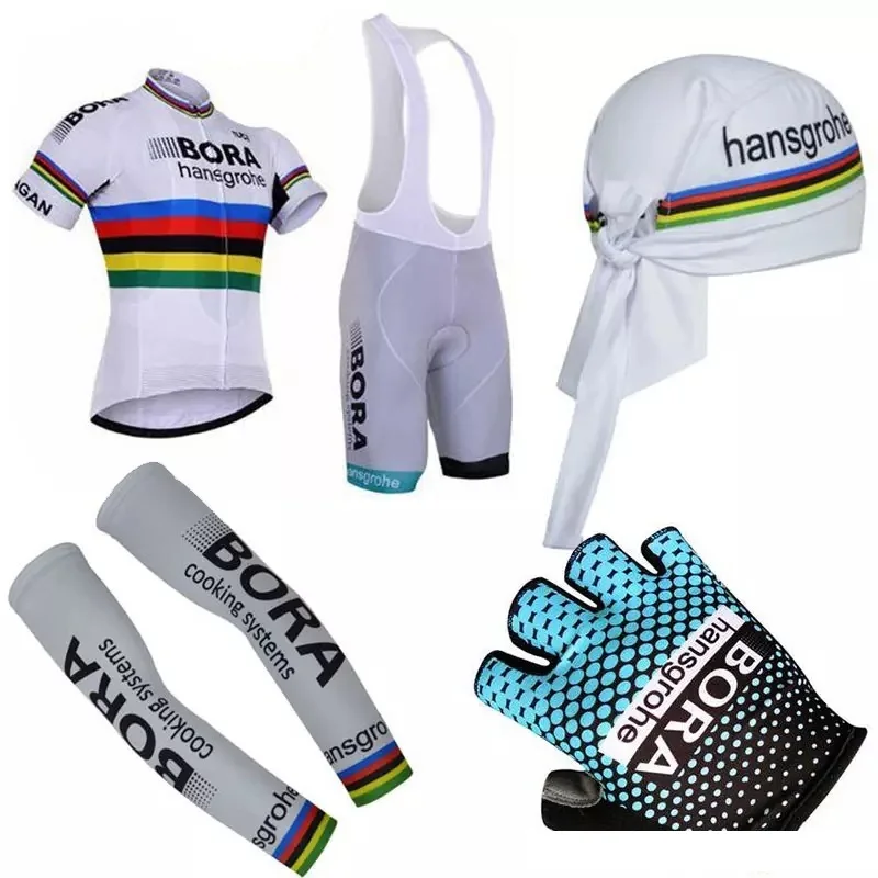 

New Summer Unisex Full Cycling Sets Short Sleeves Jerseys Set with Bicycle Headband Arms Gloves Bike Wear MTB Riding Bodysuit