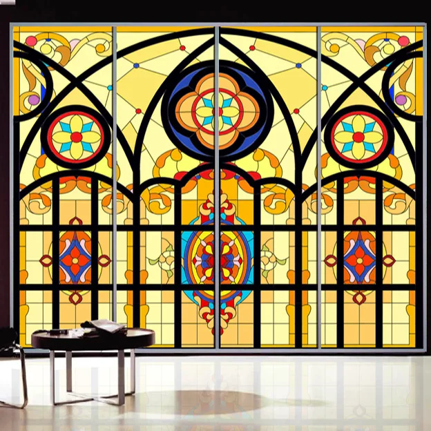 

Custom size Glass Window Films Door stickers self adhesive or static cling Church home decor frosted privacy stained sticker