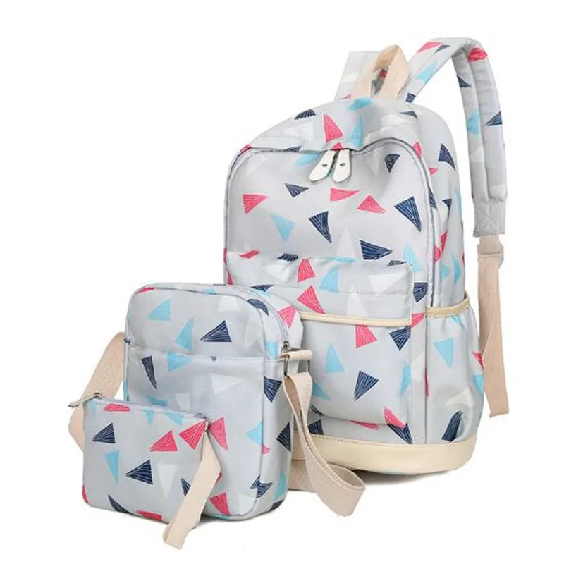 Women Backpack 3Pcs Set Canvas Printing Preppy Style School Bag for Teenage Girls Backpack Travel Back