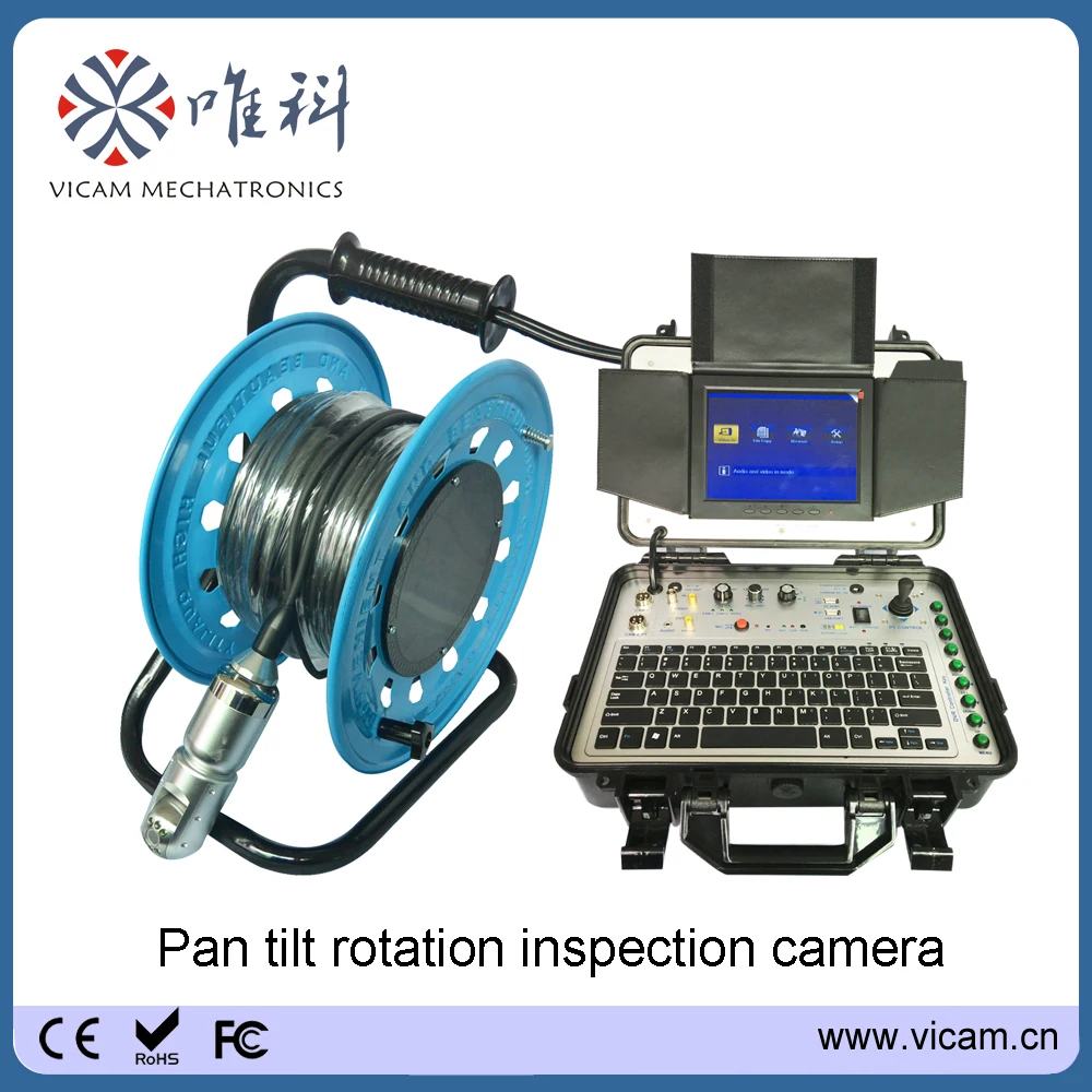 

Vicam Chimney rotation camera inspection equipment 50m / 100m vertical soft cable water pipe camera with DVR control box