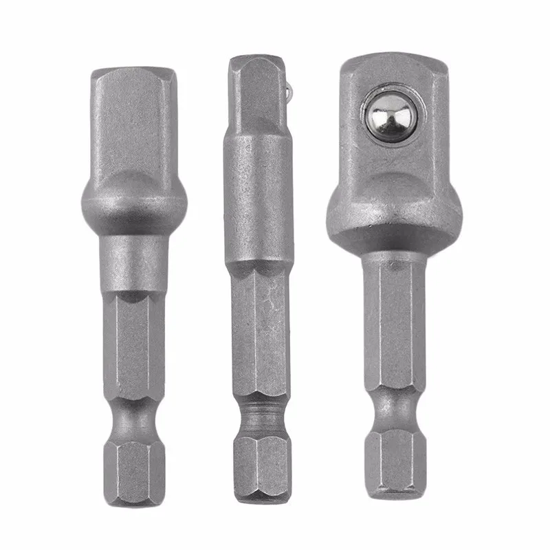 

3pcs/set 1/4" 3/8" 1/2" Hex Wrench Sleeve Extension Bar Drive Power Drill Bit Socket Driver Adapter Set 50mm Long