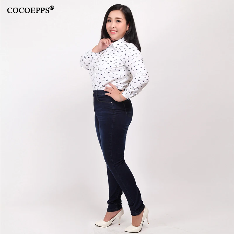 COCOEPPS повседневные джинсовые брюки длиной до щиколотки, большой размер, высокая талия, модные женские джинсы, женские Стрейчевые узкие брюки 5XL 6XL