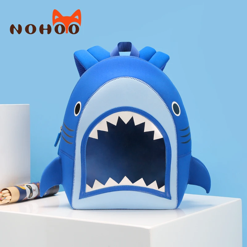 Детский рюкзак NOHOO водонепроницаемый для девочек и мальчиков с 3D принтом акулы