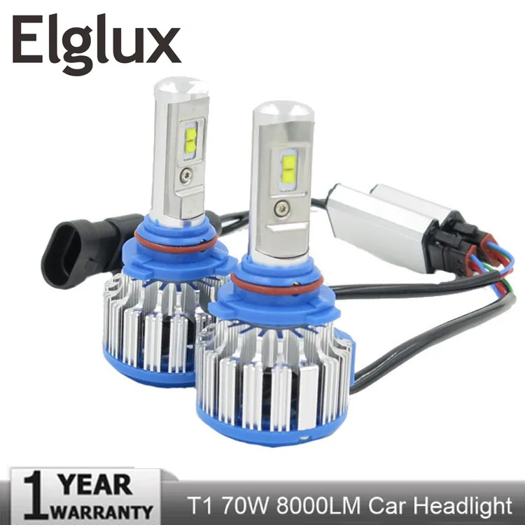Elglux T1 Turbo Car Headlight H4 LED Bulbs High Low Beam 70W 8000LM