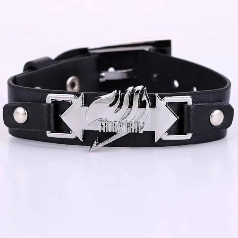 Fashion gifts font b Anime b font Fairy Tail logo bracelet cosplay fashion black and red