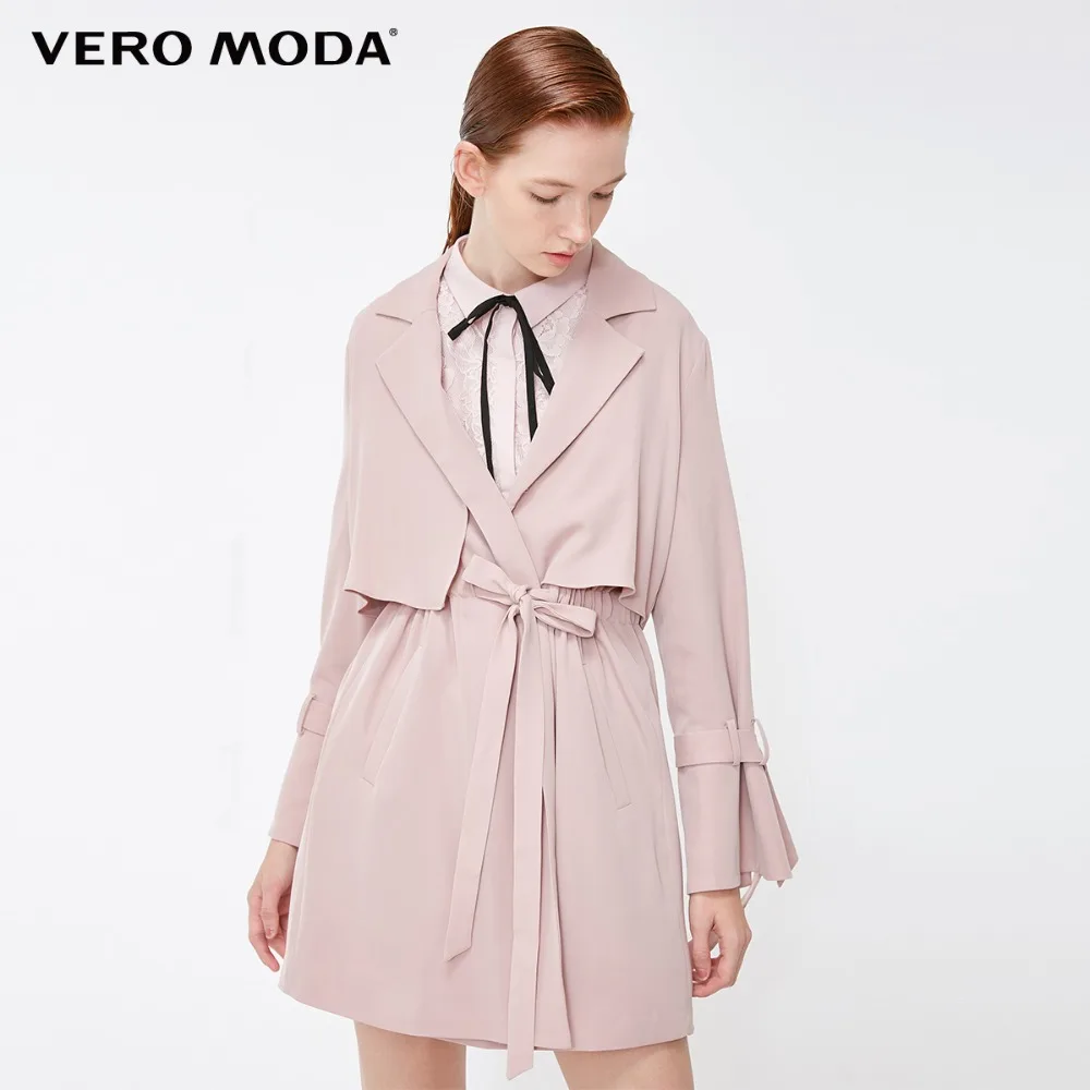 Vero Moda новая плиссированная кружевная планка в длинном чистом тренчкоте ветровка куртка | 318317507