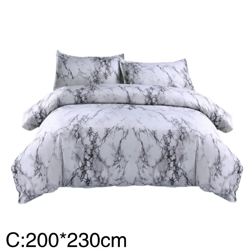 

3pcs Bed Cover Simple Marbled Printing Quilt Cover Pillowcase 200*230cm Skin-friendly Polyester Fabric Bedding High End Bedcloth