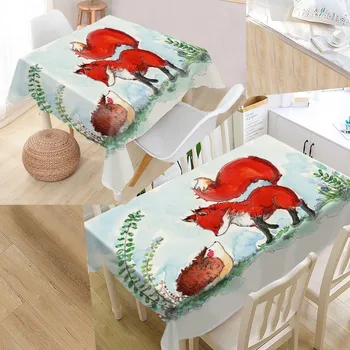 

Custom Fox Table Cover Rectangular Home Protection Decoration Elegant Wedding Waterproof Oilproof Tablecloth