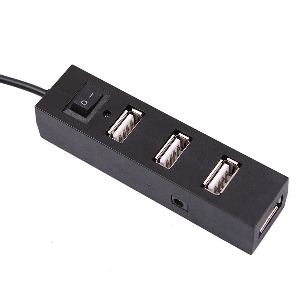 4 порта USB 2,0 концентратор usb-хаб разветвитель с переключателем питания или ЕС/США адаптер высокая скорость для портативных ПК совместимый USB2.0/1,1/1,0 - Цвет: USB HUB 2.0 Black