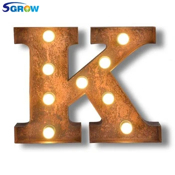 

SGROW Metal Letter K Wall Lamp Light for Bedroom Living Room Art Lampara Industrial Creative Lights Logo K Iron Billboard Lamps