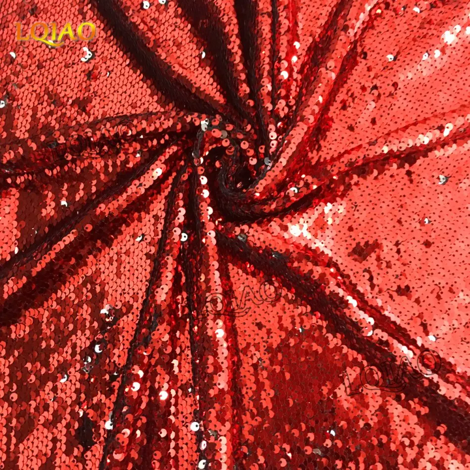 red silver sequin fabric-001