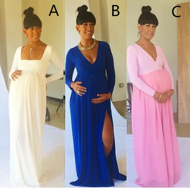 Popular Sexy Baby Shower Dresses-Buy Cheap Sexy Baby Shower Side Slit V-neck Royal Blue Baby Shower Pregnant Dresses Sexy Royal Blue Long Sleeves - Popular Sexy Baby Shower Dresses-Buy Cheap Sexy Baby Shower