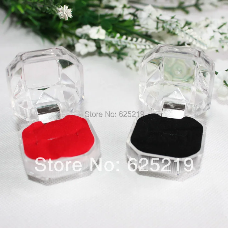 24 pcs/lot high quality plastic transparent wedding ring box gift jewelry packaging box for