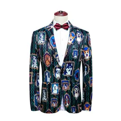 2019 осенние блейзеры с длинными рукавами и цветочным принтом куртки мужские пальто высокого качества мужской костюм куртка Азиатский