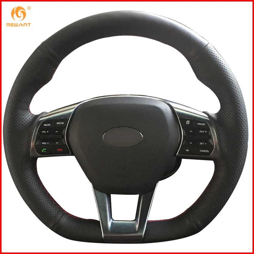 Buy MEWANT Black Genuine Leather Car Steering Wheel