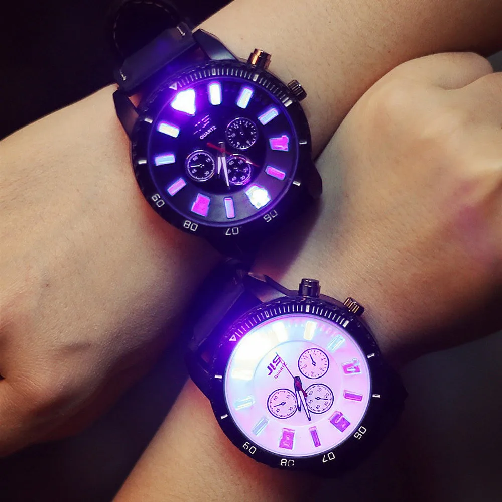 

Led Flash Luminous couple Watches Personality Students Lovers Jellies Woman Men's Watches colorful Light WristWatch Fashion Teen