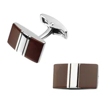 Men’s shirts Cufflinks high-quality copper material Red Enamel Silver Stripe Cufflinks Cufflinks 2 pairs of packaging for sale