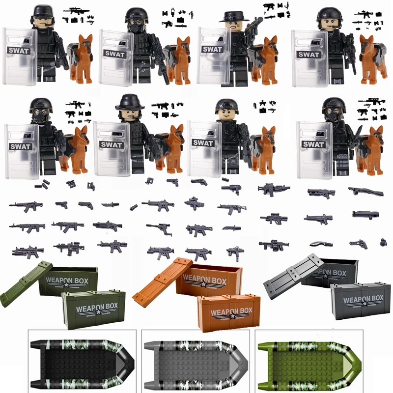 

Legoing Blocks Military SWAT Police Dog Weapon Singel Sale Building Blocks Toys For Children Military Guns WW2 Blocks