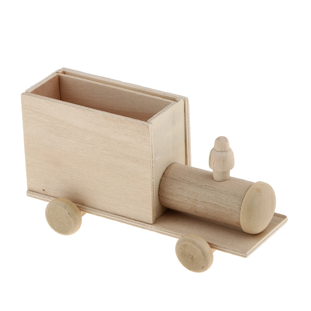 Unfinished Wood DIY Wood Pen Holder Hand Made Desk Organizer Pen Pot School Office Supplies Pen Stand Creative MDF Kids DIY Toys