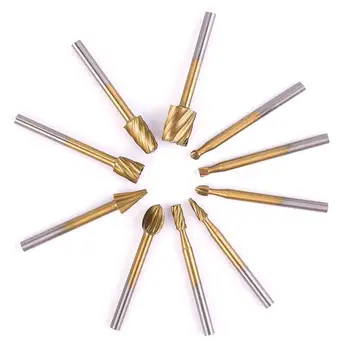 

10pcs HSS Routing Router Bits Grinding Burr Set Wood Engraving Rotary Drill Tool