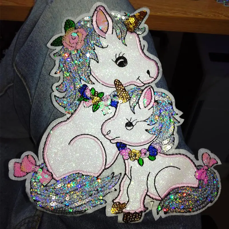

DIY Cloth Sequined Patches Unicorn Patch For Clothes Sew on Patches For Clothing Cartoon Patch DIY Applique On Clothes Stickers