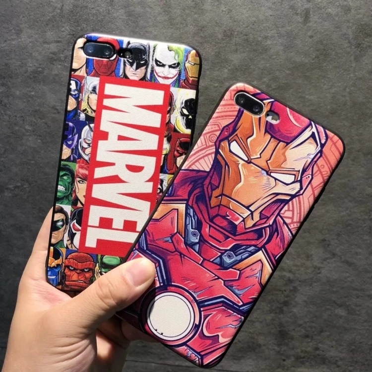 

3d Relief Cartoon Marvel Case For Iphone X 8 7 6 6s Plus Luxury Soft Matter Silicone Phone Cover For Iphone X Coque Iron Man