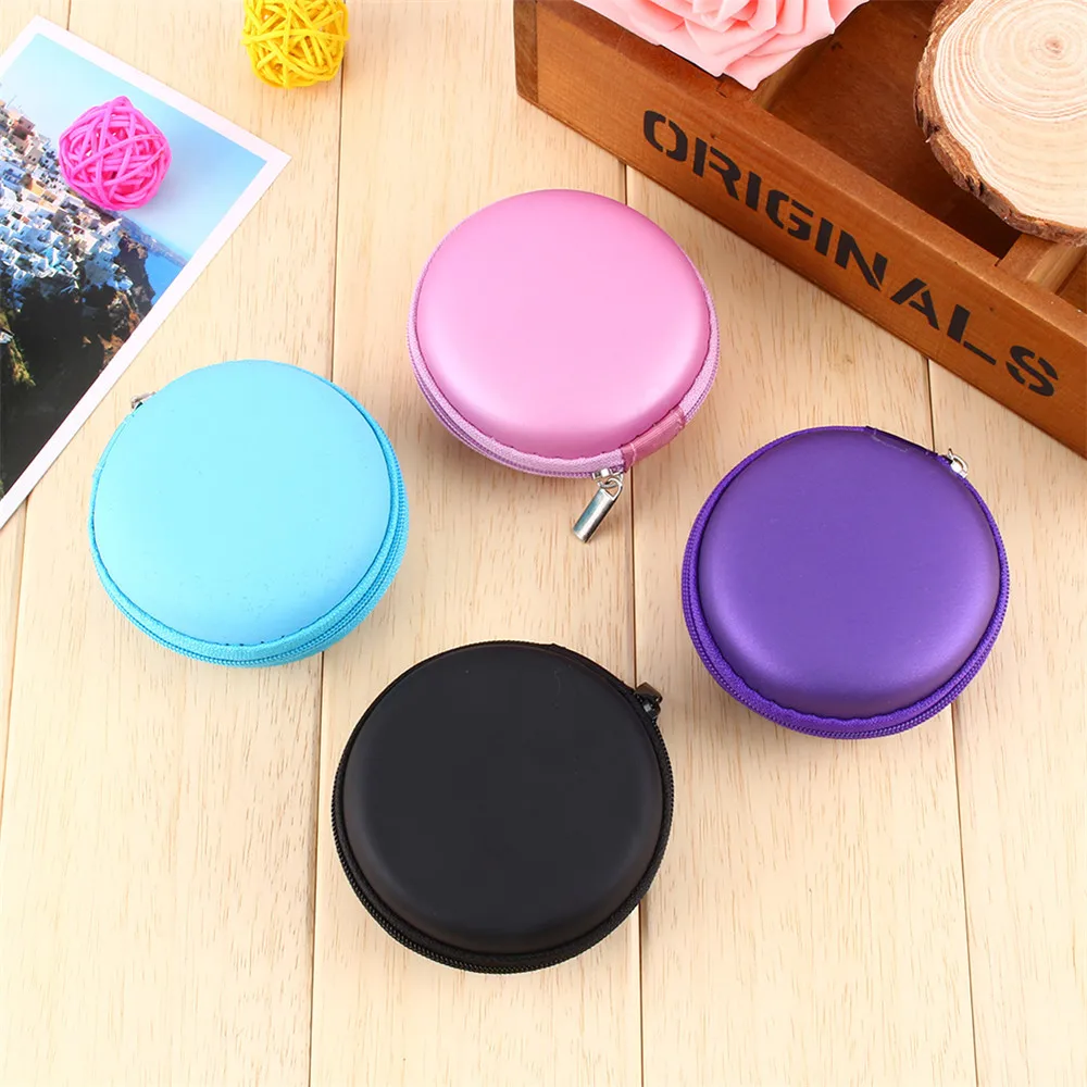 

Earphone Holder Case Leather Headphone Storage Bag Carrying Hard Bag Box Case Organizer Bag for Earbuds memory Card USB Cable