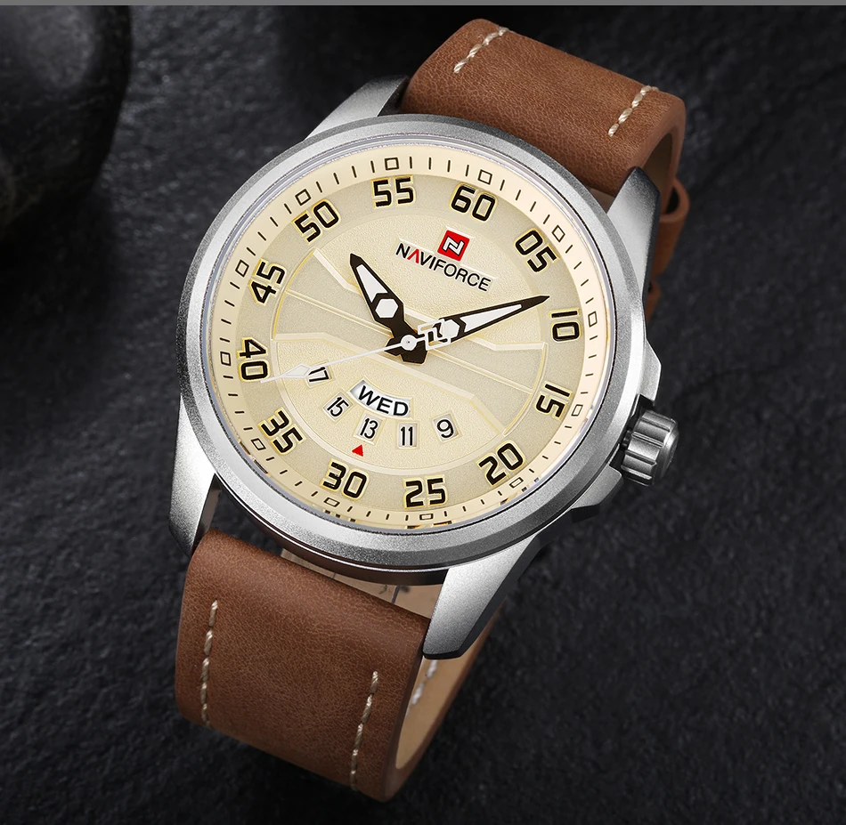 Роскошный бренд NAVIFORCE мужские модные повседневные часы Мужские кварцевые часы мужские с кожаным ремешком армейские военные спортивные наручные часы