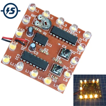 

DIY Kit Electronic NE555+74HC595 16Bit 16 Channel Light Water Flowing Lights LED Module Kit Running Light Welding Practice Board