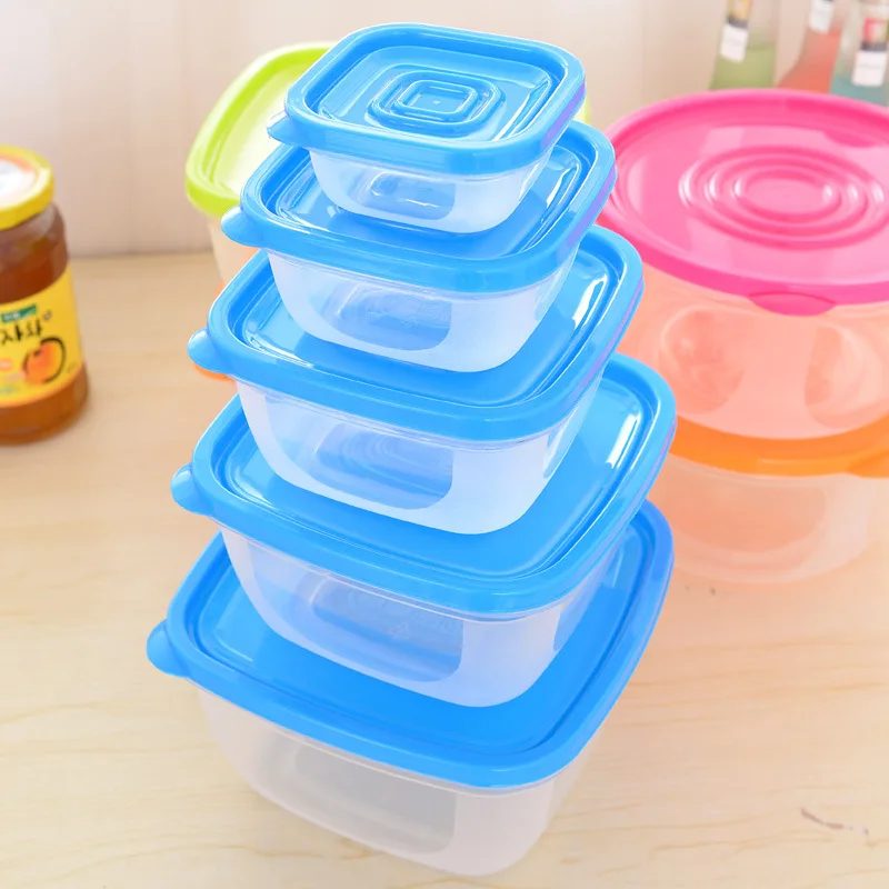

Meal Containers Lids reusable microwavable Plastic Round Square Food Storage Boxes Home Multi-Function Transparent Refrigerator