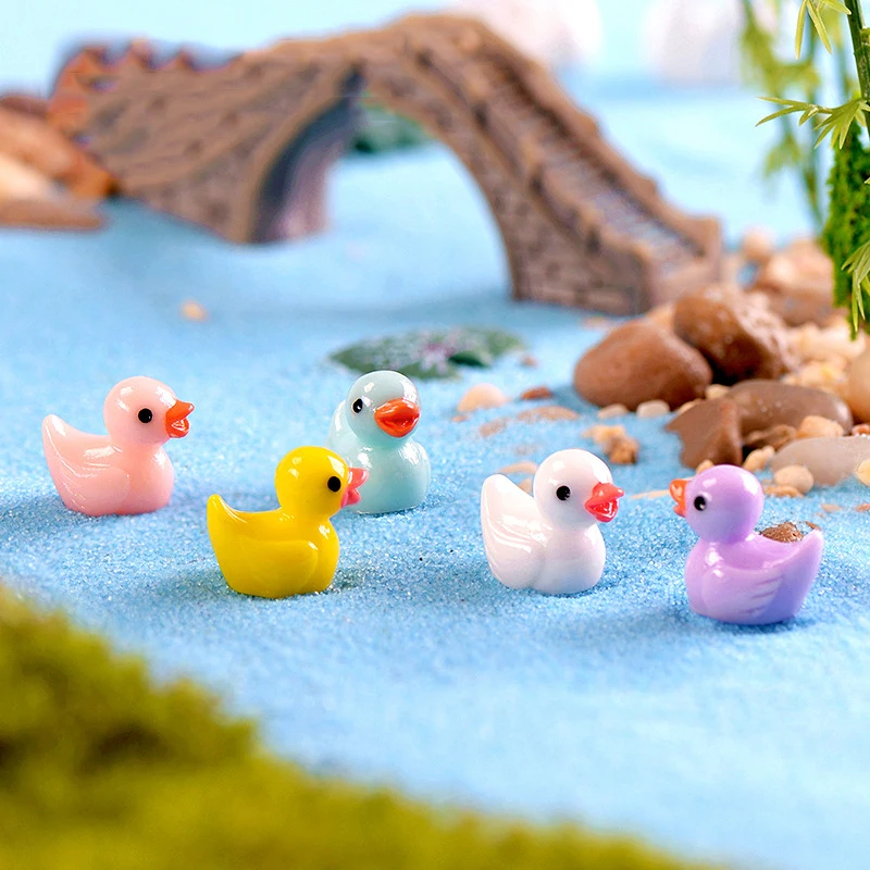 Lovely Colorful Duck Duckling Pato Small Pasture Statue Figurine Micro Crafts Ornament Miniatures DIY Garden Decoration