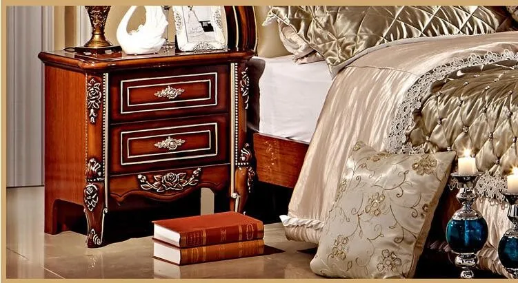 Современный европейский твердой древесины кровать Мода Резные 1,8 м кровать французская мебель для спальни 96325