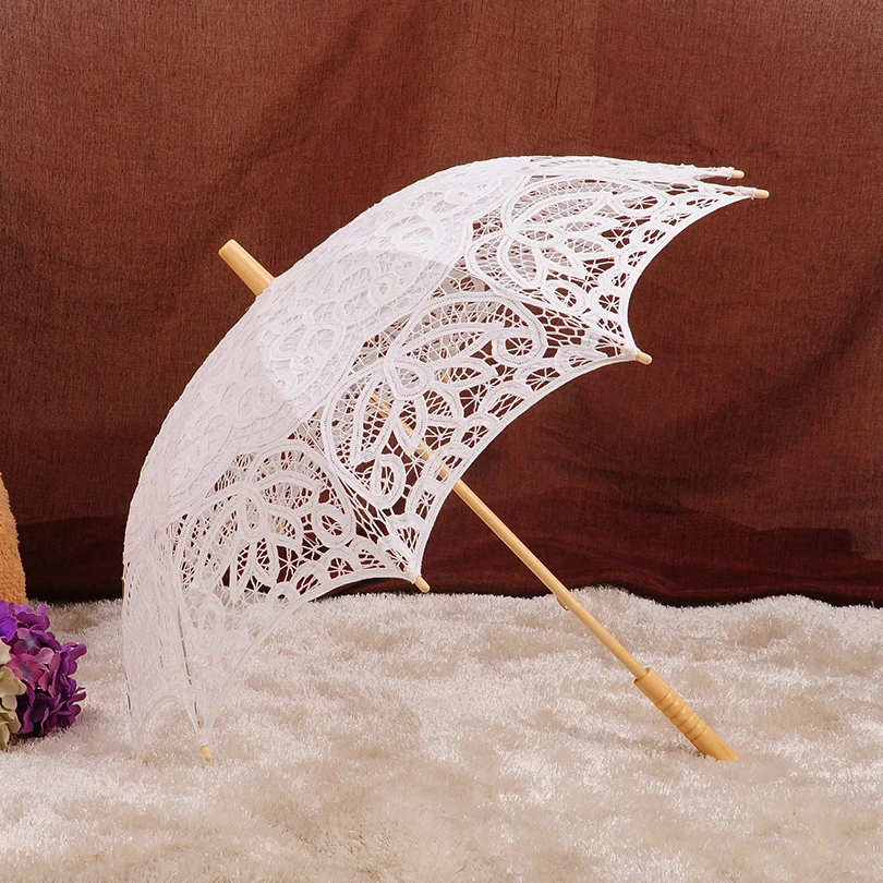 

QUNYINGXIU Elegant Craft Cotton Cosplay Umbrella 2019 Cosplay Props Lace Classical Wedding Umbrella High Quality Radius 48-53 cm