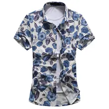 Цветочные платья рубашки мужские короткий рукав мужские рубашки Повседневное Chemise Homme модные облегающие рубашка с цветочным рисунком Мужские Лето Плюс Размеры M-7xl