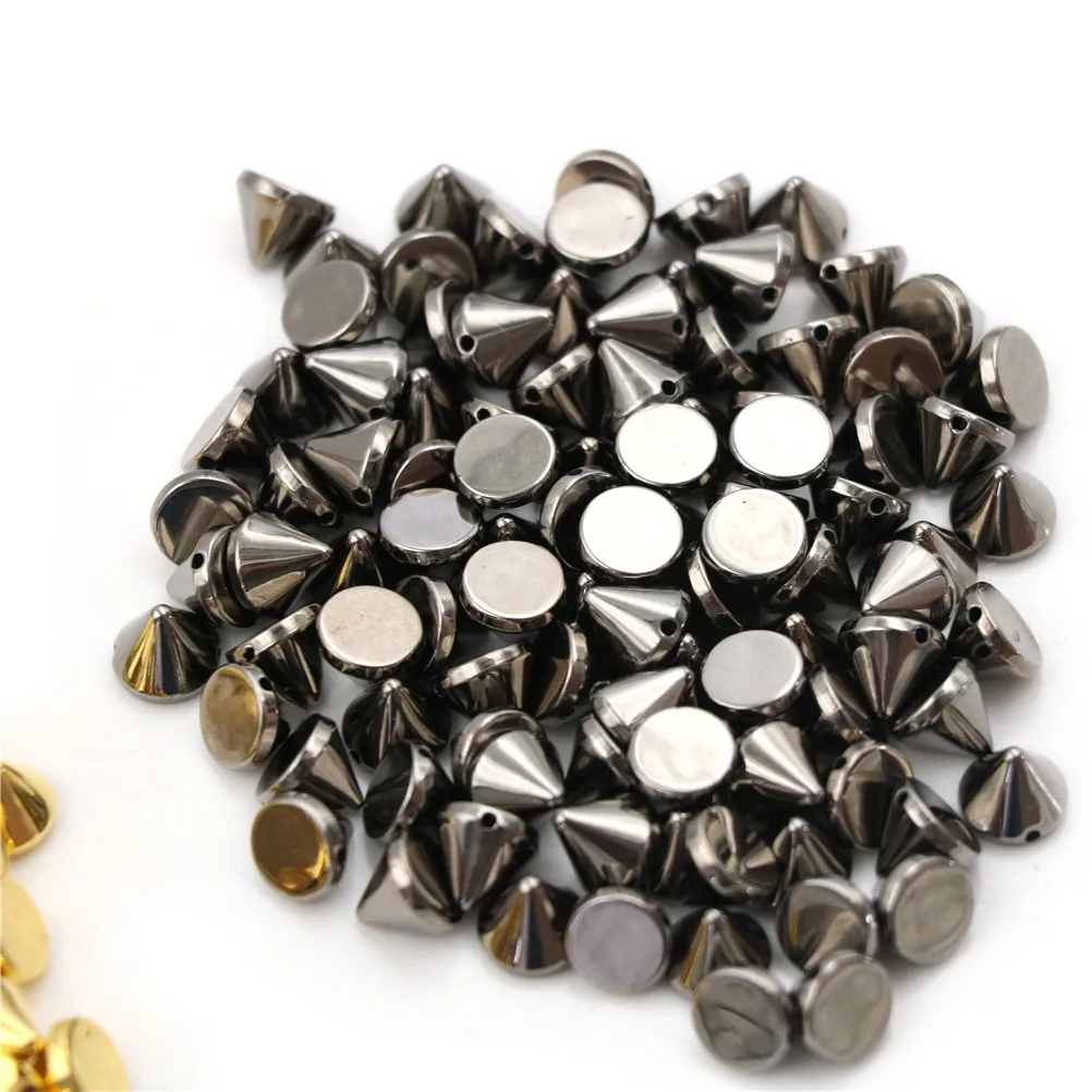 100 Pcs/lot Gold Silver Sew on Spike Rivet Studs Nail Punk Rock For Bags Dress Clothes DIY Bead Crafts Riveting Garment Wedding