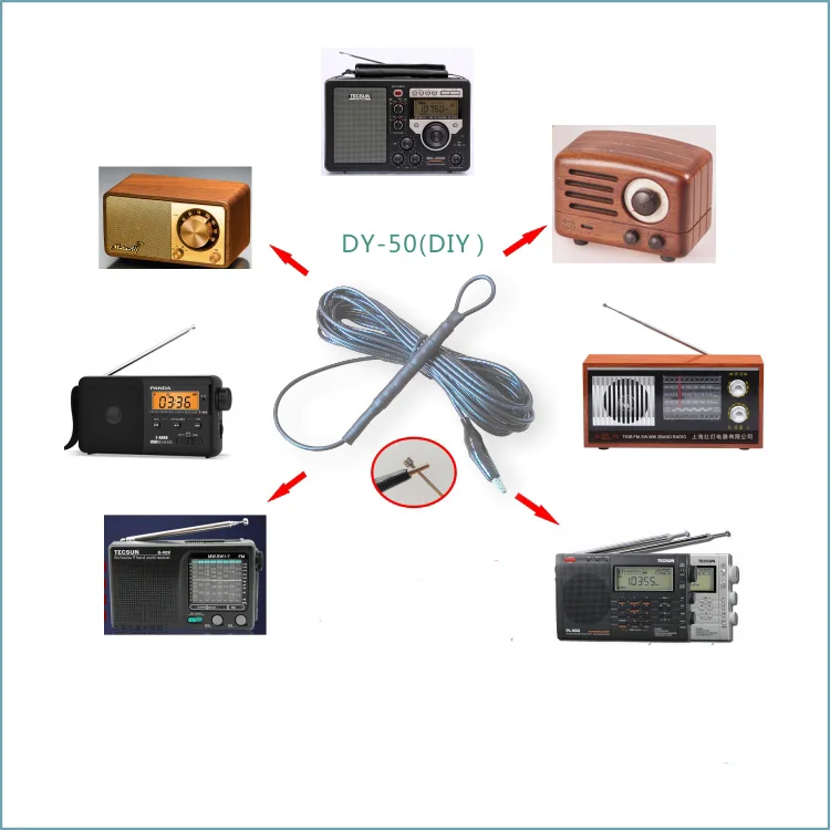 

5 Meters FM SW Short Wave 48 core pure copper Aerial-HD Crocodile clip Signal Enhanced Antenna For Amplifier Tecsun Sony Radio