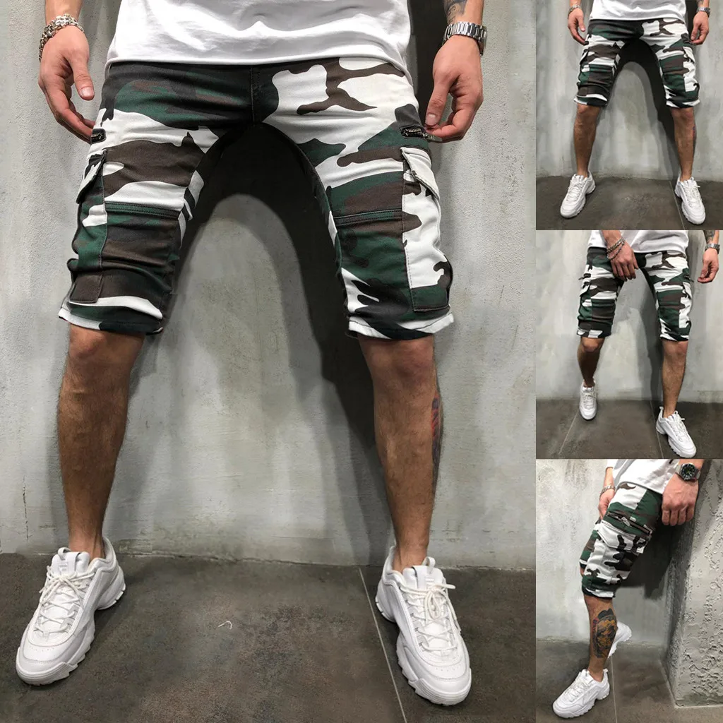 Модные мужские спортивные камуфляжные ремни, повседневные свободные спортивные штаны с завязками, мужские военные Короткие штаны размера плюс 6,24
