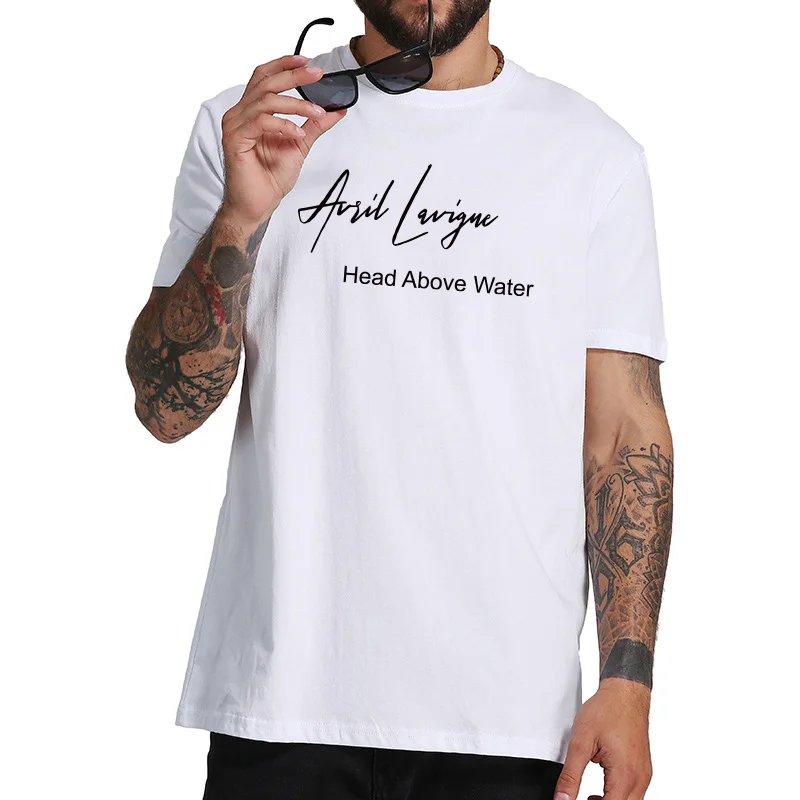 Футболка с надписью Head over Water Аврил Лавин новый альбом Camiseta Gift 100% хлопок круглым
