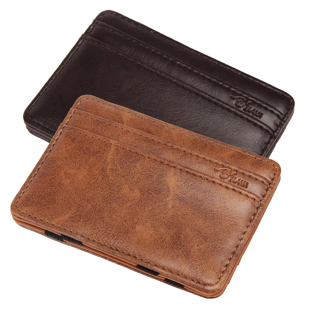 Роскошный мини-кошелек тонкие кошельки мужские бумажники нейтральный магический двойной кожаный кошелек держатель для монет тонкий кошелек для монет сумка мужская